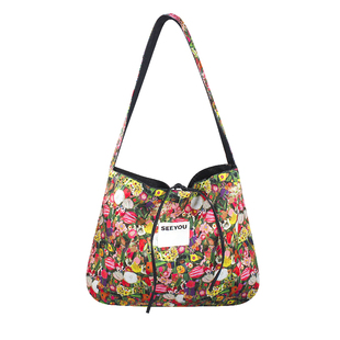 2025新款双面碎花布包包女韩系慵懒风大容量通勤斜跨单肩包托特包