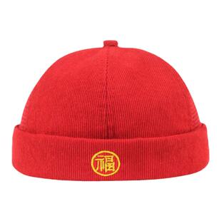 宝宝一周岁生日帽子男女童抓周灯芯绒瓜皮帽翻遍无檐小地主贝雷帽