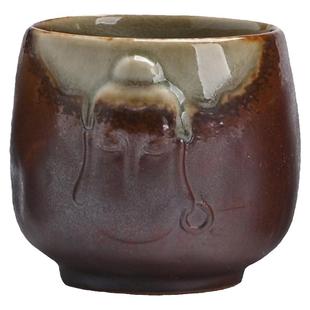 纯手工仿古烧制柴烧杯主人杯裂纹开片茶杯高端小杯子粗陶窑变单杯