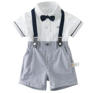 戴维贝拉男童夏装两件套儿童周岁演出礼服套装男孩衣服宝宝背带裤