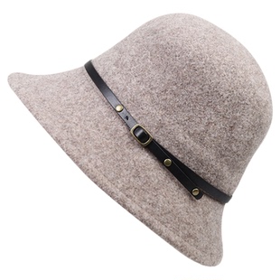 MARJAKURKI玛丽亚古琦渔夫帽子女款冬季羊毛呢法式轻奢毛毡帽礼帽