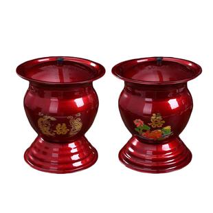 结婚不锈钢手提痰盂子孙桶红色高脚带盖带提手痰盂搪瓷夜壶尿壶