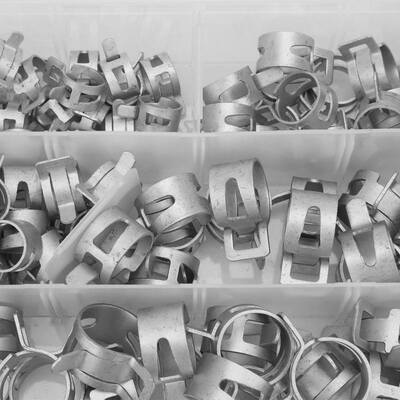 160pcs盒装银色弹簧管夹 钢带型达克罗卡箍 汽车水管油管喉箍