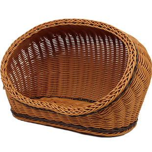 藤编猫窝猫屋猫床夏季仿藤条半封闭狗窝泰迪博美可拆洗宠物用品