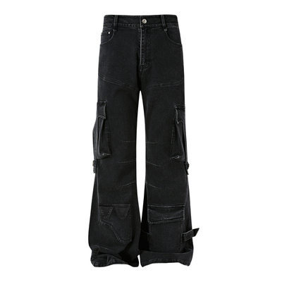 PASET美式复古重工炮弹牛仔裤