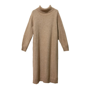 300斤超大码女装胖mm高领毛衣连衣裙女秋冬装宽松显瘦针织打底裙