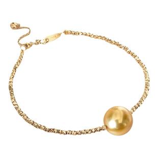 『爆闪氛围感』天然南洋金珠手链浓金浅金色18k黄金手圈显白洋气