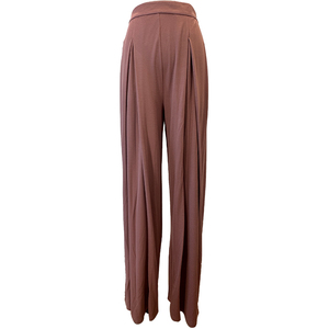 ACHI大也池咖色高腰阔腿裤通勤宽松长款休闲裤子百搭人棉显瘦长款