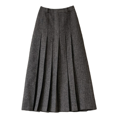 小个子全羊毛人字纹重工百褶裙