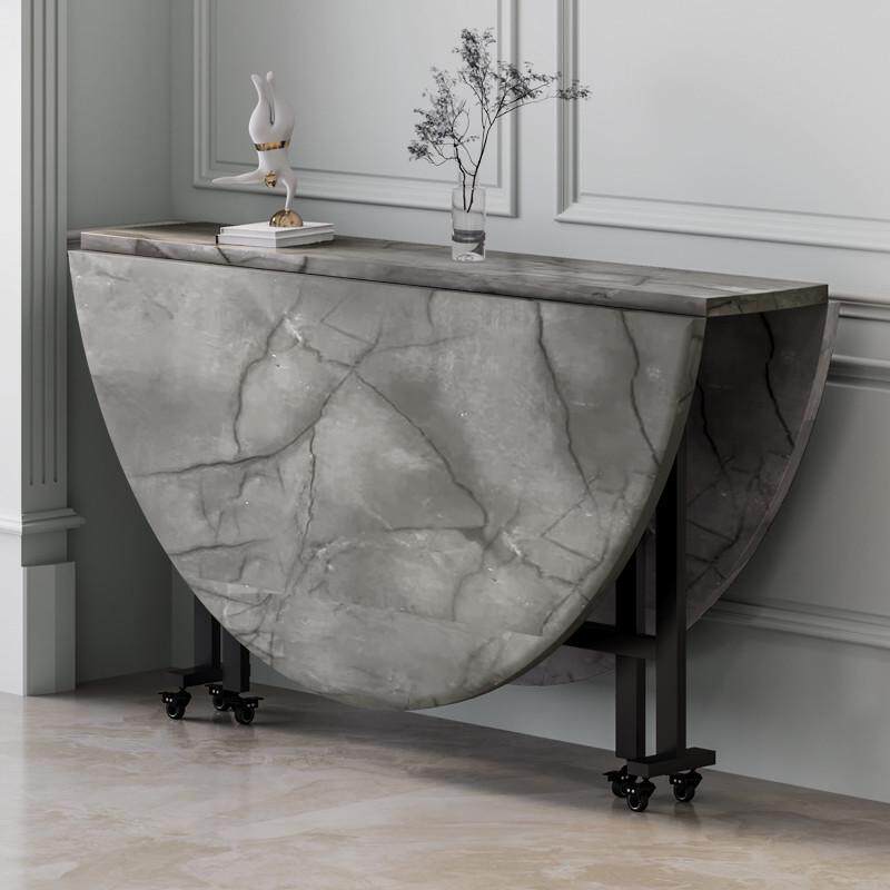 折叠餐桌家用小户型可伸缩圆餐桌简约租房饭桌家庭10人聚会大圆桌