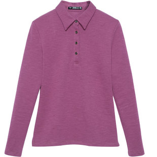 2025春装新款POLO领上衣女士竹节棉中年妈妈长袖t恤女翻领打底衫