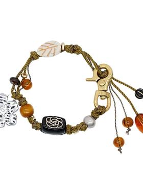 多元素编绳扶桑花朵木珠手链