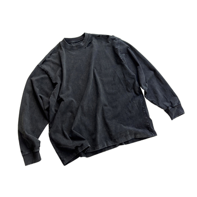 EVIL GAZER 水洗复古做旧vintage破洞内搭clean fit宽松长袖T恤男