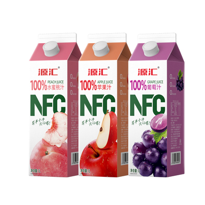 源汇100%果汁年货果味饮料水蜜桃汁葡萄汁桃汁苹果汁1LNFC新货