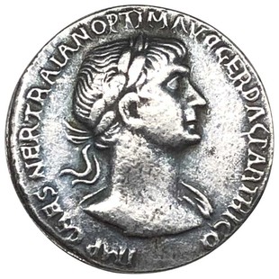 复古罗马人的故事银币镀银五贤帝皇帝图拉真硬币项链人像圆牌打孔