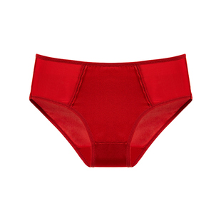 丝界真丝中腰内裤女桑蚕丝内档简约丝绸桑蚕丝三角裤本命婚庆红色