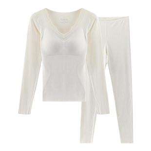 保暖内衣女带胸垫2025新款秋衣秋裤桑蚕丝加绒加厚打底衫秋冬套装