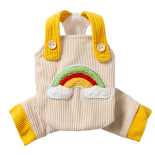 宠物狗狗衣服秋冬款彩虹灯芯绒背带裤保暖小型幼犬雪纳瑞泰迪比熊