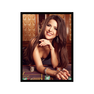 棋牌室装饰画麻将馆德州扑克酒吧会所背景墙赌桌赌场宣传筹码挂画