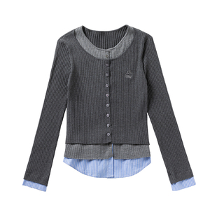 KXLFCHN空穴来风 春秋假两件衬衫圆领毛衣开衫百搭休闲长袖上衣女