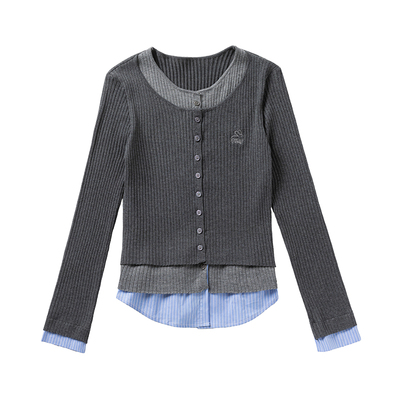 KXLFCHN空穴来风 春秋假两件衬衫圆领毛衣开衫百搭休闲长袖上衣女