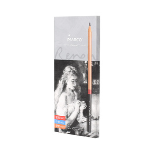 Marco马可雷诺阿炭笔美术生专用软中硬碳笔素描专用软碳笔素描铅笔绘画专用素描碳素笔速写炭笔套装碳铅笔