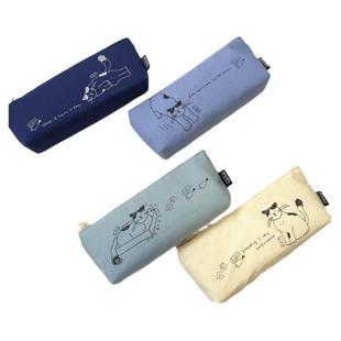 晨光笔袋布艺袋倒梯形简约风学生文具袋纯色款中小学生帆布铅笔盒猫的闲暇时光收纳整理创意大容量防水耐磨