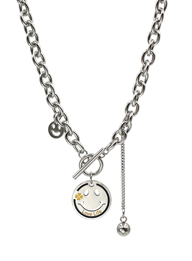 crivla笑脸四叶草网红锁骨链子