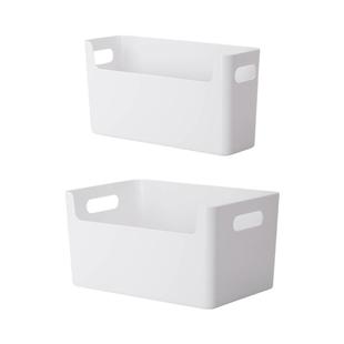 霜山带提手收纳筐家用浴室桌面化妆品收纳盒白色ins置物筐整理筐