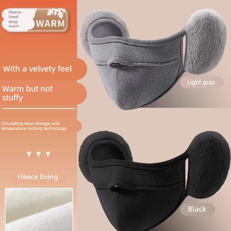 骑行防风加绒耳罩女冬季保暖口罩防寒耳套护耳朵神器二合一面罩男