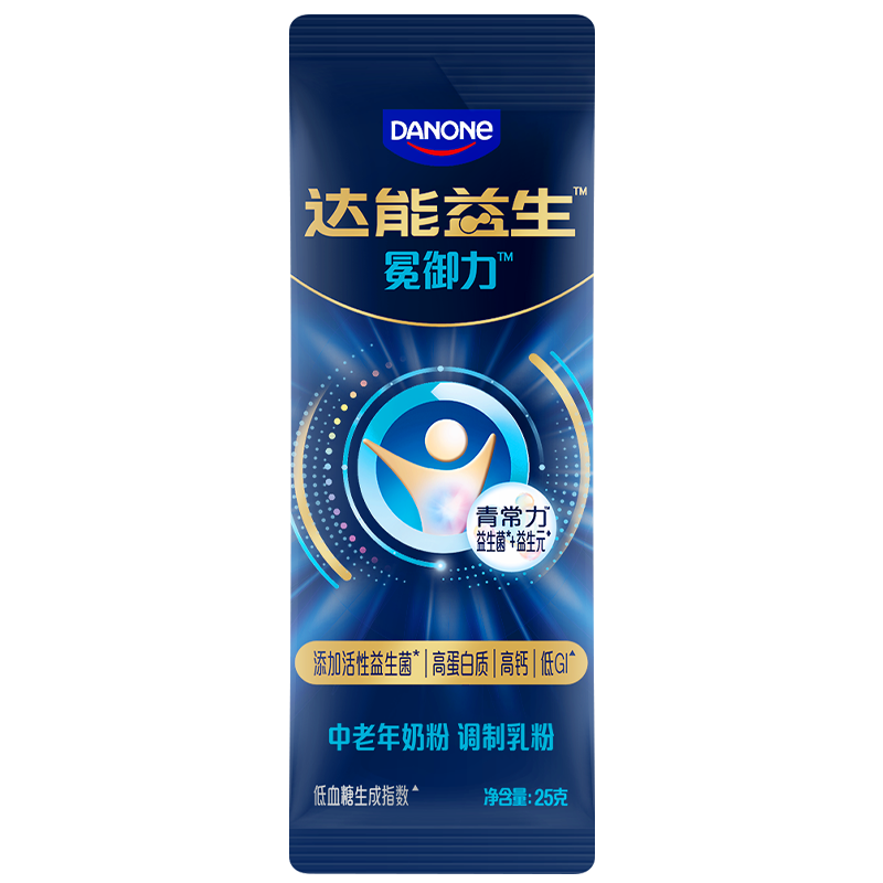 达能益生中老年牛奶粉25g 1条装独立小包装益生菌低GI
