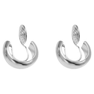 高级感小耳圈耳环女气质简约无痛蚊香盘耳夹无耳洞耳饰纯银耳钉男