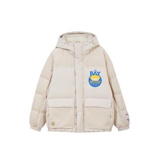 绫致杰克琼斯冬季新款NBA联名勇士队简约纯色字母羽绒服外套男装