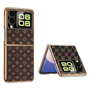 适用华为novaflip手机壳2026新款华为Nova Flip保护套镜头全包防摔高级超薄咖啡格纹欧美大牌纹优质皮革外壳