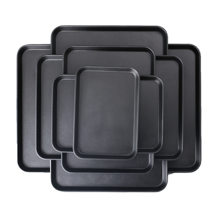 家用长方形托盘塑料创意水杯盘茶盘大号托盘北欧密胺黑色面包盘子