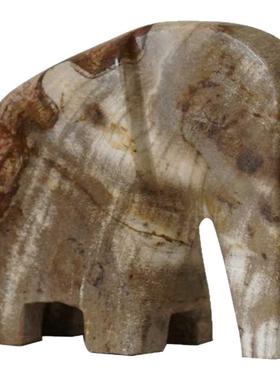 天然木化石大象摆件客厅玄关