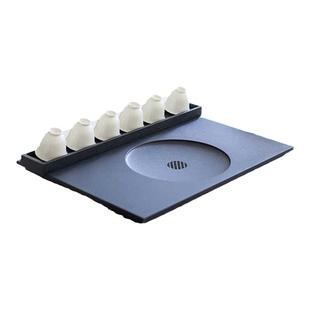 至信堂乌金石茶盘家用带杯架天罗绿茶台简约玄青石茶具小型托盘