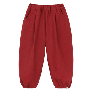 小O宝Okids童装宝宝灯笼裤女加绒2024冬季新款陈大猪婴儿休闲裤子