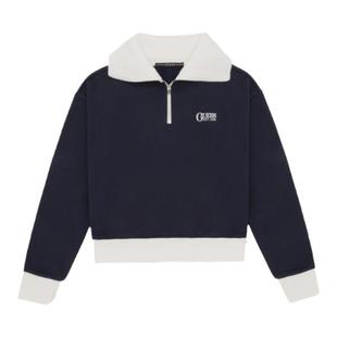 GUESS女士运动风休闲POLO半开领长袖卫衣-YO3K5493