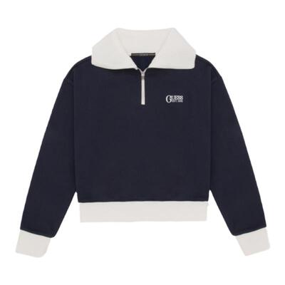 GUESS休闲POLO半开领长袖卫衣