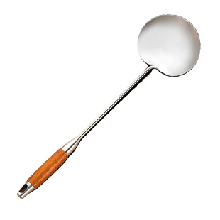 锅铲316不锈钢蘑菇铲食品级家用炒菜铲子木柄把厨师专用炒菜勺子