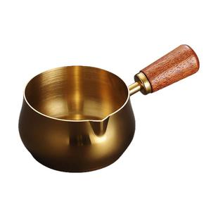 304不锈钢酱料杯西餐酱汁盅牛扒调料杯木柄把手番茄沙拉蘸酱碟子