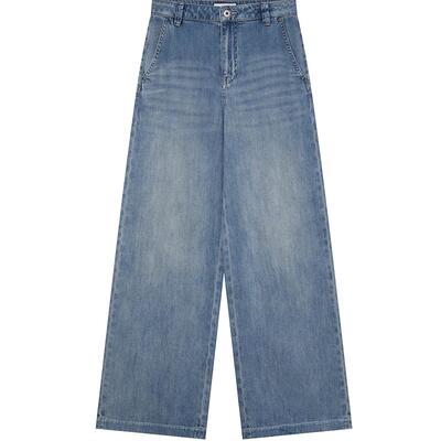 【宋佳x HAZZYS BLUE牛仔系列】哈吉斯牛仔裤女26新款休闲阔腿裤