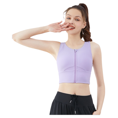 BWELL背心螺纹拉链高弹运动内衣