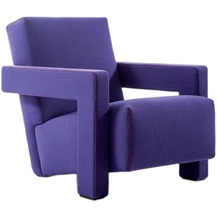 简艺意大利轻奢风格布艺沙发椅637UTRECHT CHAIR几何造型设计师椅