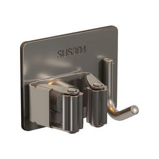 枪灰色浴室免打孔拖把架挂钩神器卫生间壁挂粘钩夹扣304不锈钢