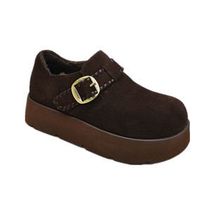 冰洁女鞋2025冬季新款真皮厚底加绒保暖时尚勃肯鞋女棉鞋9258-10