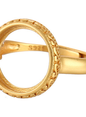 925纯银复古戒指空托男女民族风戒托diy蜜蜡琥珀指环托戒托8-14mm