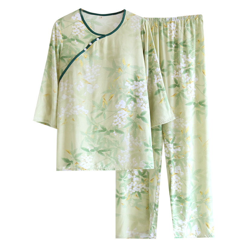 女士绵绸古风睡衣家居服套装