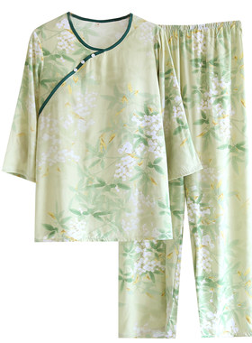 女士绵绸古风睡衣家居服套装